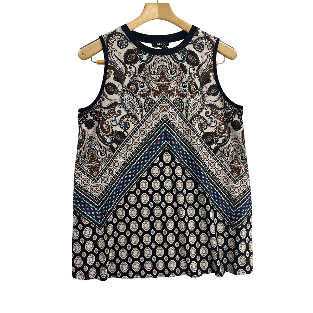 ALYX Women's Top Size L Sleeveless Paisley Geometric Print Blouse